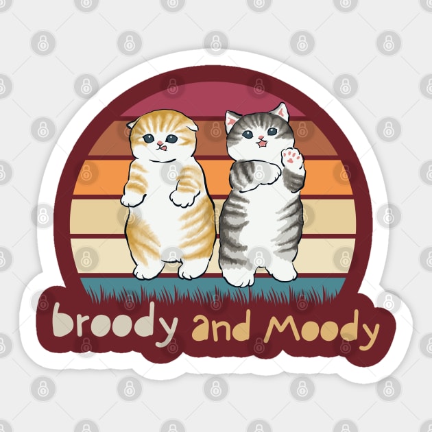 Broody and Moody (cats) Sticker by Expressive Imprints